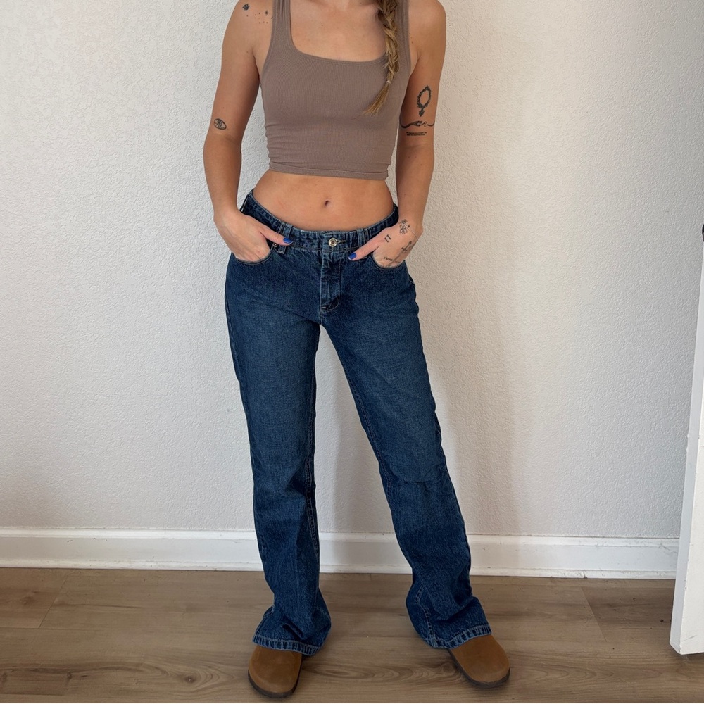 Silver Low Rise Jeans Classic Blue Denim
